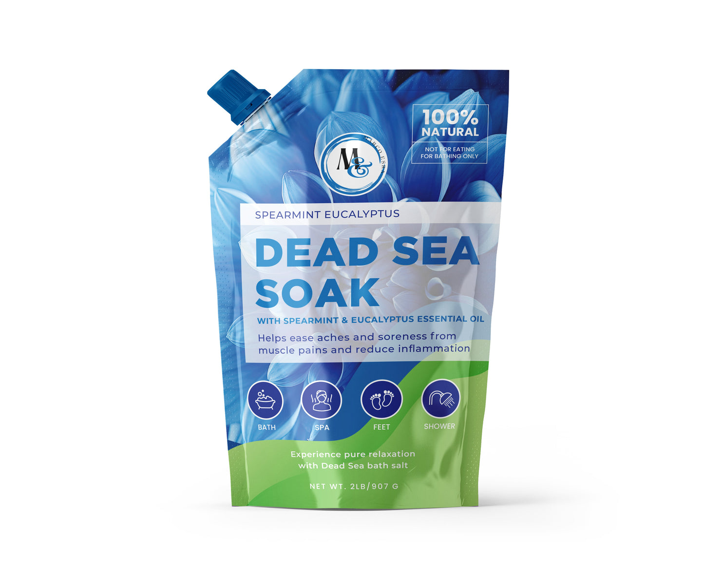 Dead Sea Spearmint Eucalyptus Mineral Salt for Bath, Spa, Shower – Pure and Natural Bath Salt for Foot Soak, Inflammation, Skin Care – Unscented Coarse Salt Mined from Dead Sea …