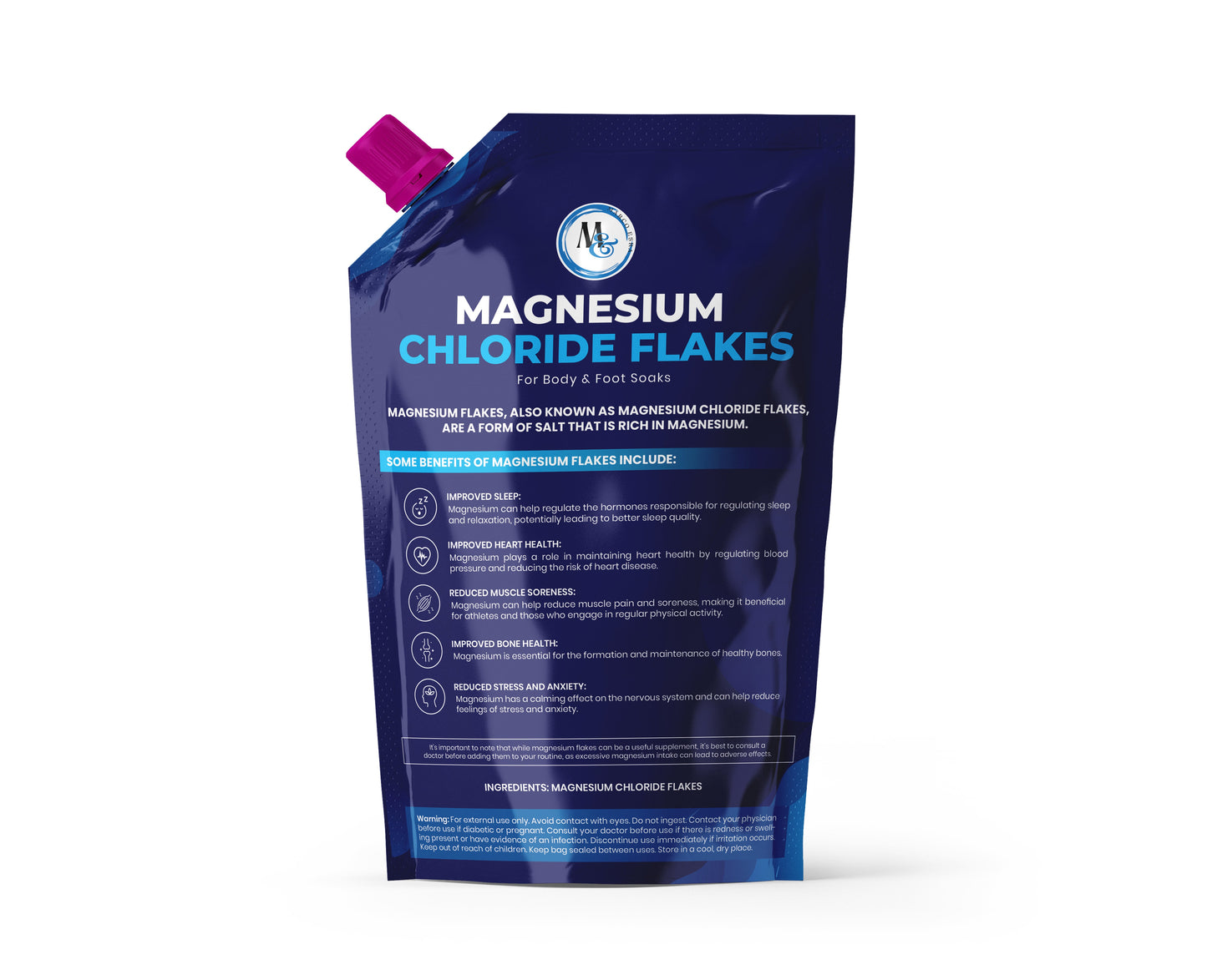 Magnesium Flakes Bath Salts 5 lb – Premium Magnesium Supplement Bath Salts for Women Relaxing – Mineral Supplements for Muscle Relief, Aches – Raw and Pure Sourced Soothing Flake Salt for Men and Women