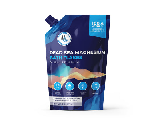 Dead Sea Magnesium Flakes Bath Salts 2lb. - Superior Alternative to Epsom Salt - Premium Mineral Supplements for Muscle Relief, Aches - Raw and Pure Sourced Natural Salts, Relaxing Bath Foot Soak