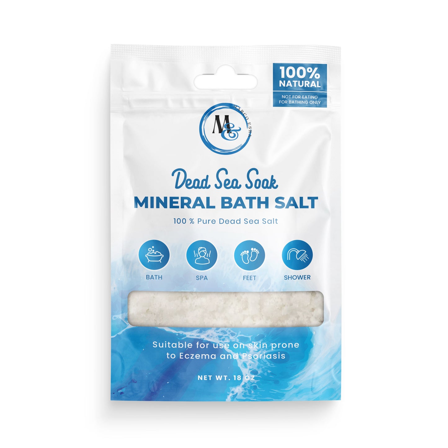 Marco Esra Dead Sea Salt – 18oz Travel Bag Dead Sea Mineral Salt for Bath, Spa, Shower –More Minerals Then Epsom-Pure and Natural Bath Salt for Foot Soak, Inflammation, Fine Salt Mined from Dead Sea