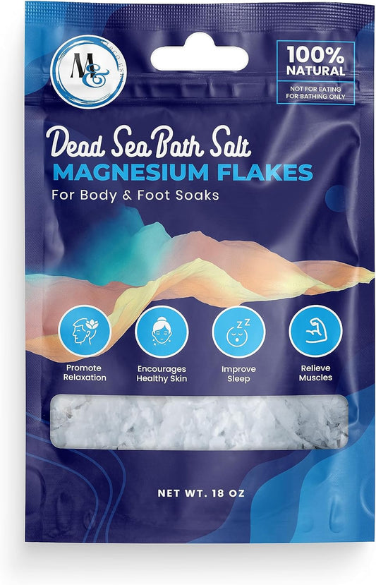 Magnesium Flakes Bath Salts –18 oz Travel Bag Bath Salts for Women Relaxing – Mineral Supplements for Muscle Relief, Aches –Better Then Epsom Soothing Flake Salt for Men and Women